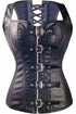 Sexy 10 Steel Bone Reinforce Lace Up Leather Corset with Thong